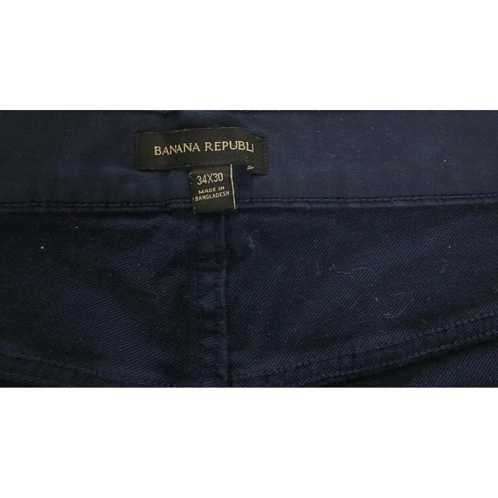 Banana Republic Mens Navy Blue Chino Pants Size 34x30‎ Straight Fit Cotton Blend